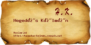 Hegedűs Kálmán névjegykártya